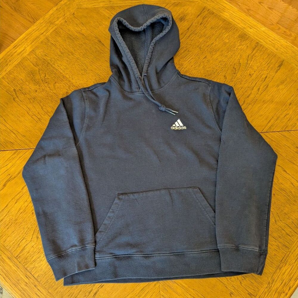 ADIDAS Boy's Large Navy Hooded Sweatshirt Classic Hoodie